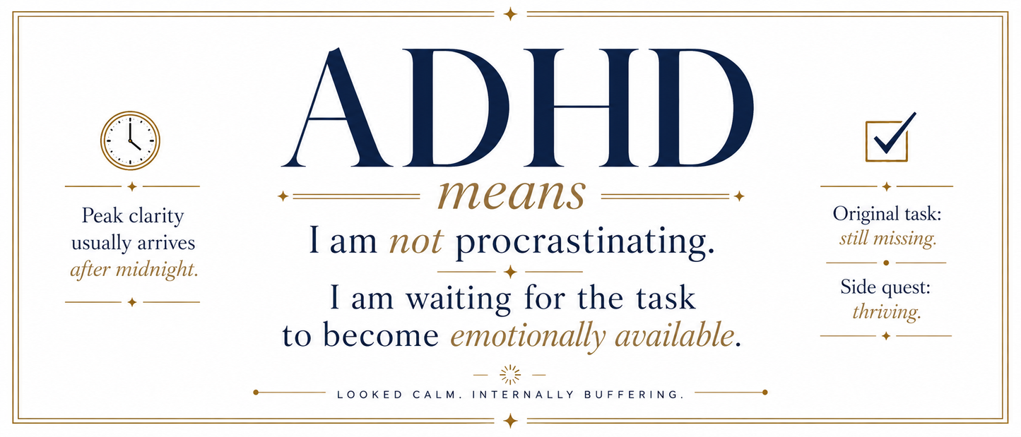 ADHD Means I Am Not Procrastinating Mug