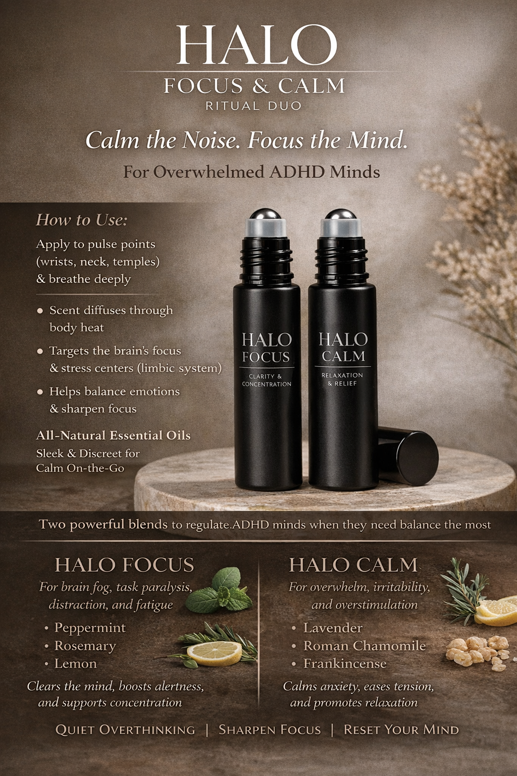 Halo Focus & Calm Ritual Duo | Neuro Support Roller Set