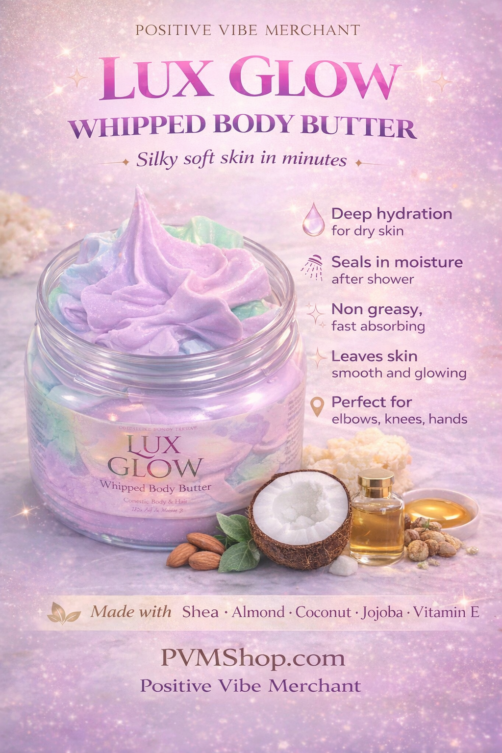 Lux Glow Whipped Body Butter | Deep Moisture + Glow 8oz