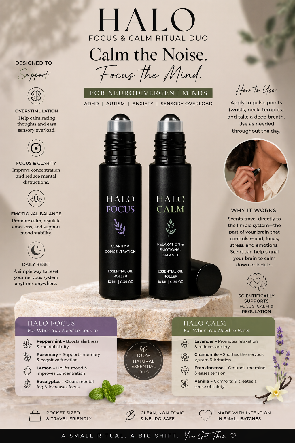 Halo Focus & Calm Ritual Duo | Neuro Support Roller Set